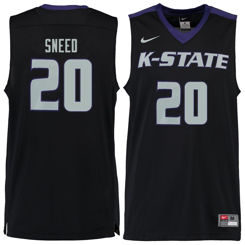 Men #20 Xavier Sneed Kansas State Wildcats College Basketball Jerseys Sale-Black - Click Image to Close